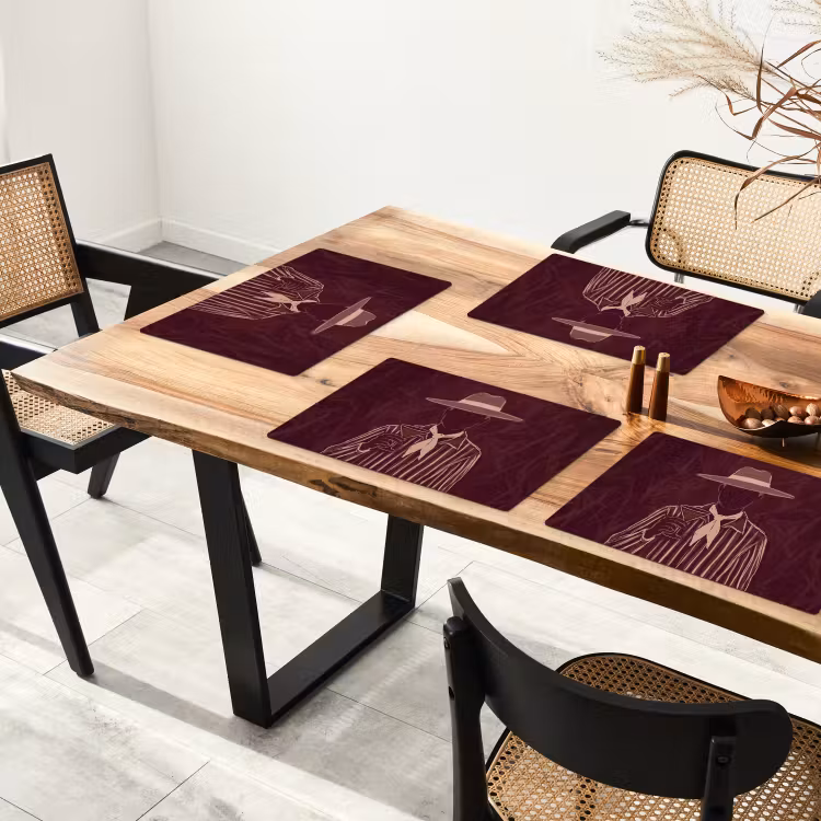 Mens - Hoed - Cocktail - Abstract - Bruin Placemat vinyl groot -zzsfeer4_Kitchenyeah-website
