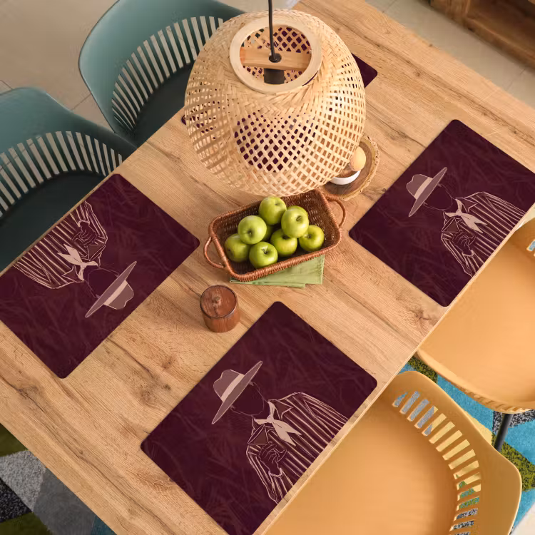 Mens - Hoed - Cocktail - Abstract - Bruin Placemat vinyl groot -zzsfeer5_Kitchenyeah-website