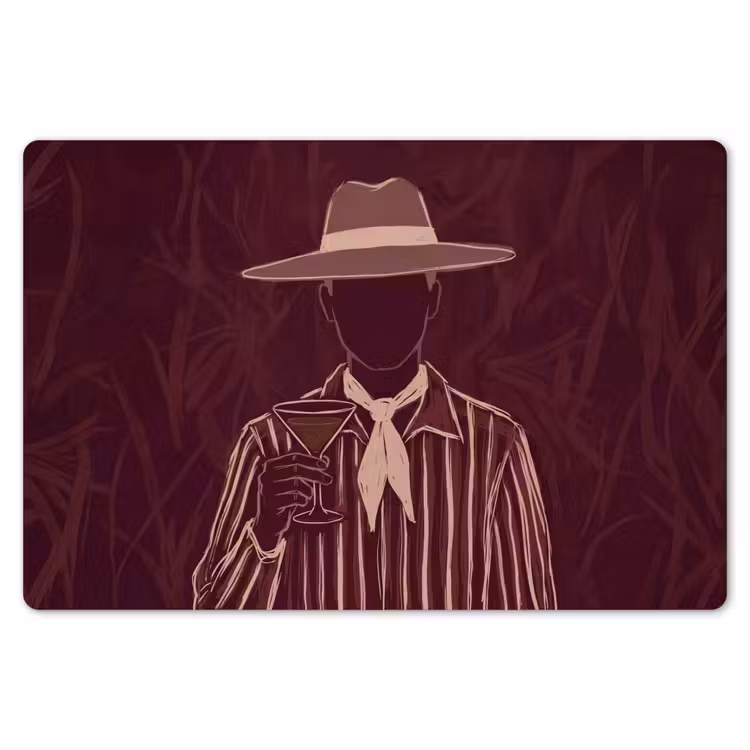 Mens - Hoed - Cocktail - Abstract - Bruin Placemat vinyl groot -zzsfeer1_Kitchenyeah-website