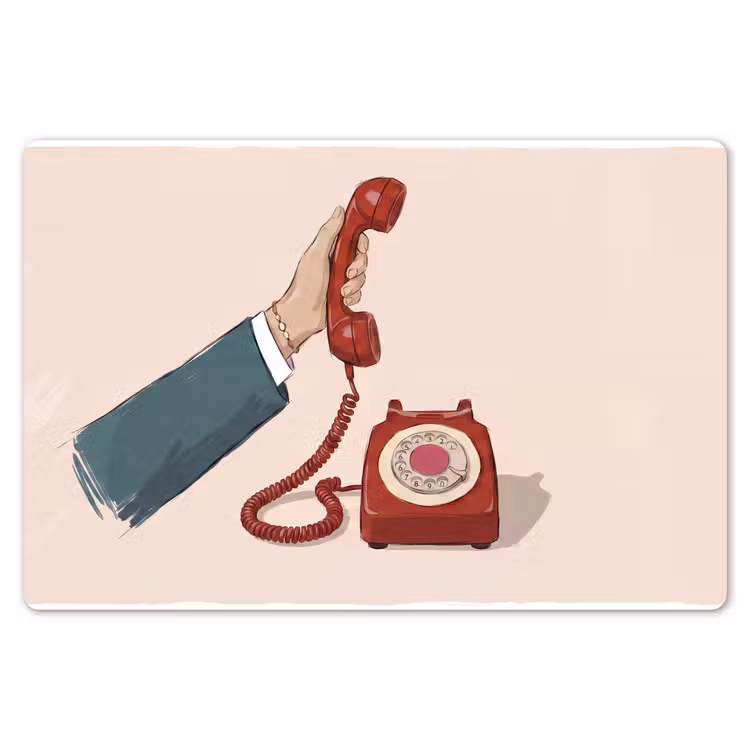 Telefoon - Hand - Vintage - Communicatie - Rood Placemat vinyl groot -zzsfeer1_Kitchenyeah-website