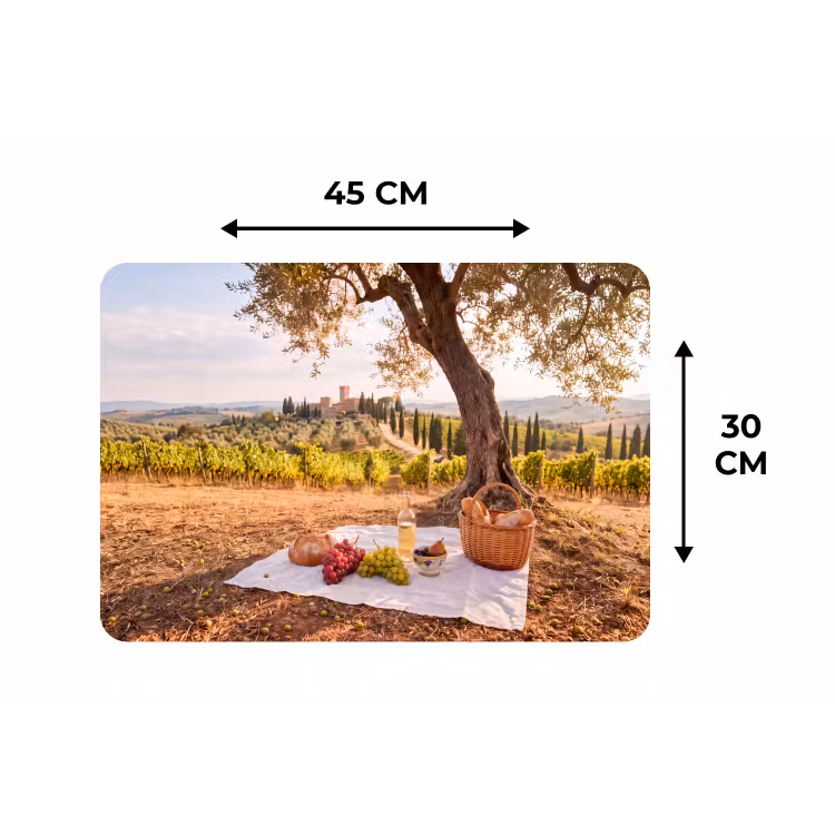 Picknick - Wijngaard - Landschap - Zomer - Eten Placemat vinyl groot -specs