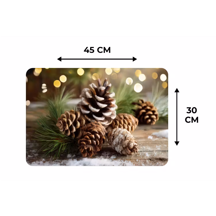 Dennenappels - Kerstsfeer - Bruin - Groen Placemat vinyl groot -specs