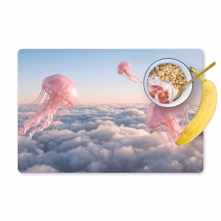 Placemat - 6 pieces - Pink Animal - Clouds - Roze dier - Wolken Placemat vinyl groot