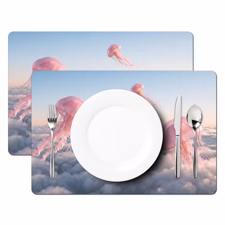 Placemat - 6 pieces - Pink Animal - Clouds - Roze dier - Wolken Placemat vinyl groot