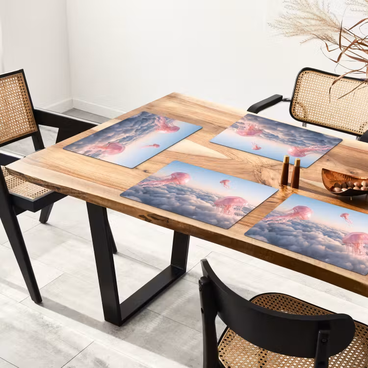 Placemat - 6 pieces - Pink Animal - Clouds - Roze dier - Wolken Placemat vinyl groot