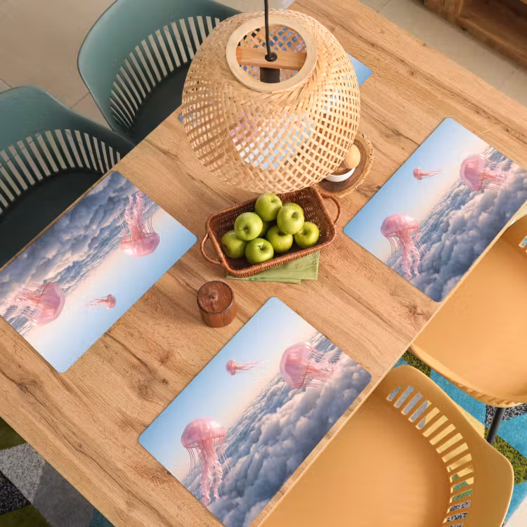 Placemat - 6 pieces - Pink Animal - Clouds - Roze dier - Wolken Placemat vinyl groot