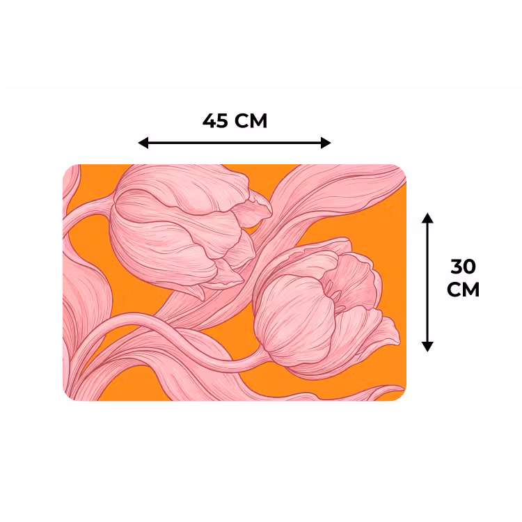 Placemat - 6 pieces - Pink Flowers - Modern - Roze bloemen - Modern Placemat vinyl groot