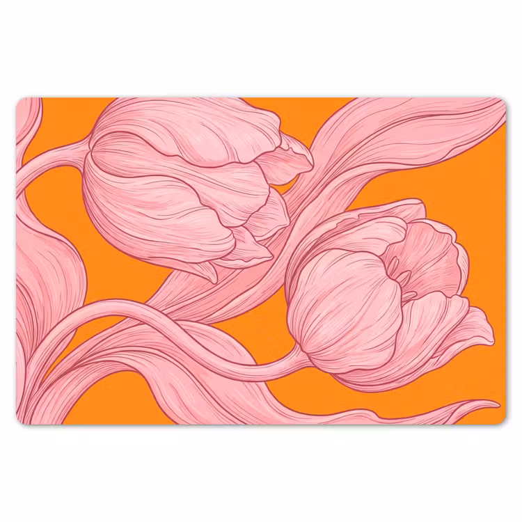 Placemat - 6 pieces - Pink Flowers - Modern - Roze bloemen - Modern Placemat vinyl groot