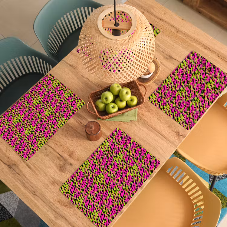 Roze - Groen - Neon - Dieren Placemat vinyl groot 368 -zzsfeer5_Kitchenyeah-website