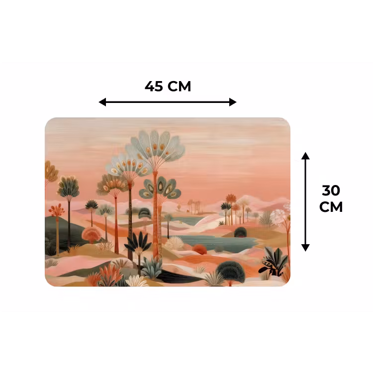 Roze landschap - Palmen - Water Placemat vinyl groot -specs
