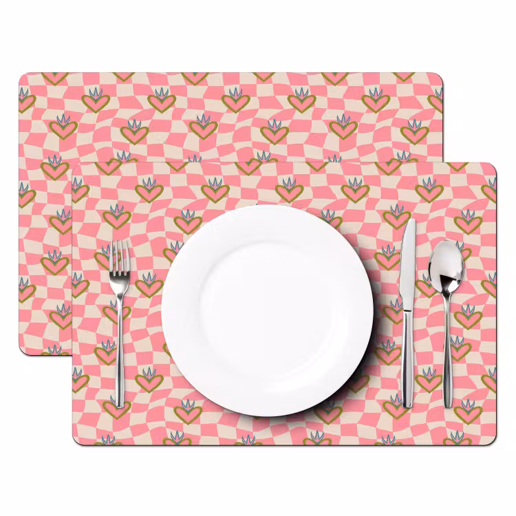 Roze - Retro - Patroon - Geblokt Placemat vinyl groot 368 -zzsfeer2_Kitchenyeah-website