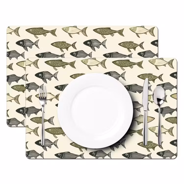 Vissen - Klassiek - Groen Placemat vinyl groot 368 -zzsfeer2_Kitchenyeah-website
