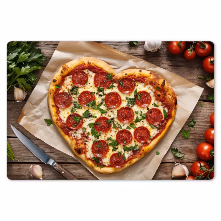 Pizza - Hart - Pepperoni - Tomaat Placemat vinyl groot -zzsfeer1_Kitchenyeah-website