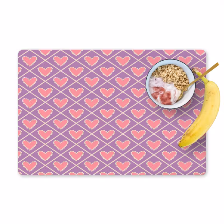 Ruit - Patroon - Paars - Hartjes Placemat vinyl groot 368 -zzzproduct_Kitchenyeah-website