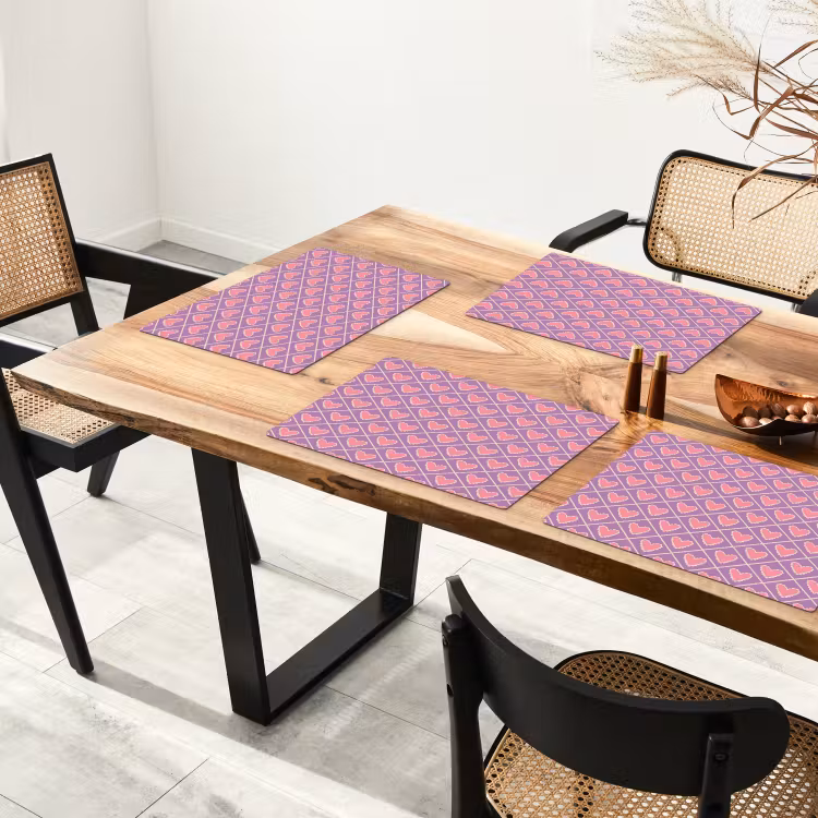 Ruit - Patroon - Paars - Hartjes Placemat vinyl groot 368 -zzsfeer4_Kitchenyeah-website