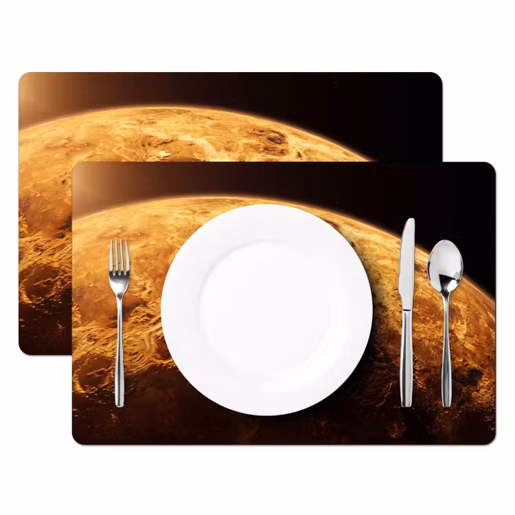 Placemat - 6 pieces - Planet - Space - Orange - Planeet - Ruimte - Oranje Placemat vinyl groot
