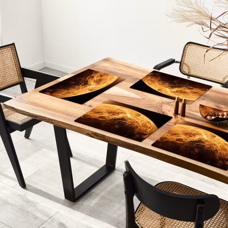 Placemat - 6 pieces - Planet - Space - Orange - Planeet - Ruimte - Oranje Placemat vinyl groot