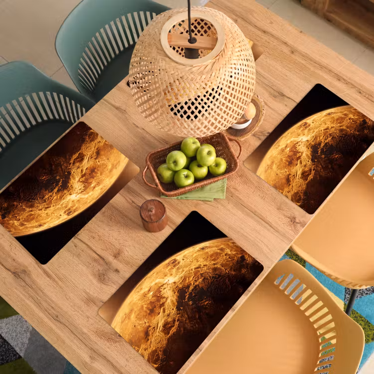 Placemat - 6 pieces - Planet - Space - Orange - Planeet - Ruimte - Oranje Placemat vinyl groot