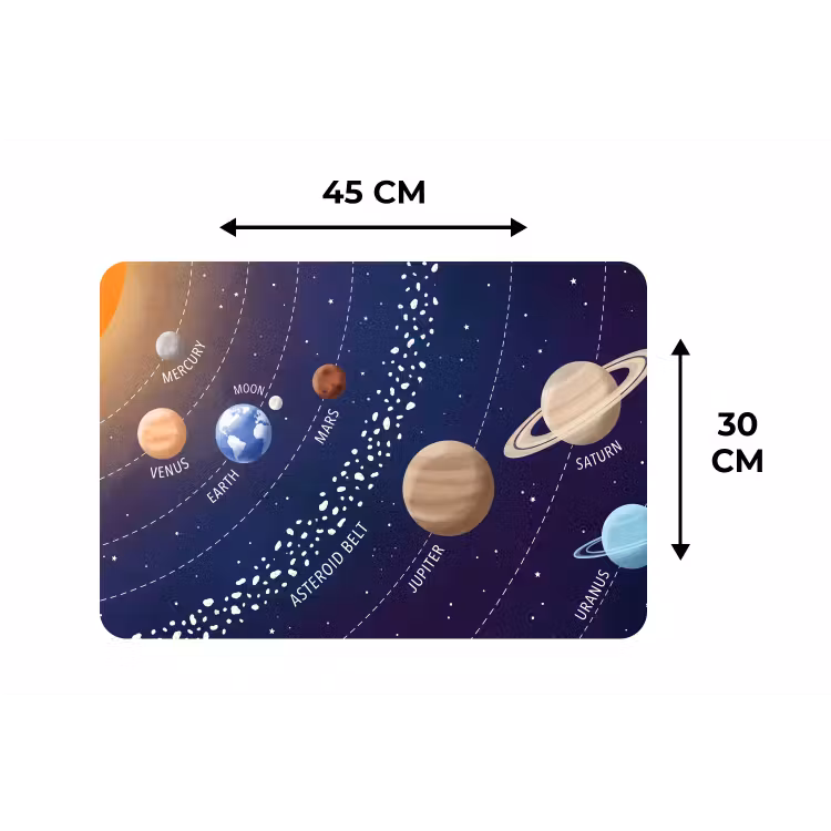 Planetenstelsel - Ruimte - Illustratie Placemat vinyl groot -specs