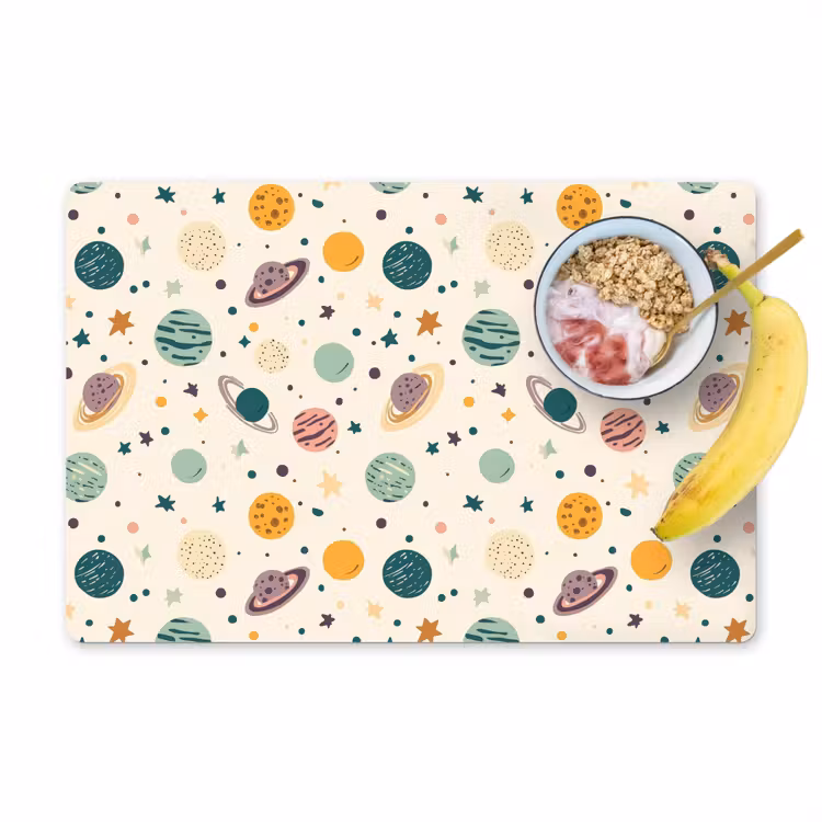 Planeten - Retro - Kleurrijk Placemat vinyl groot 368 -zzzproduct_Kitchenyeah-website