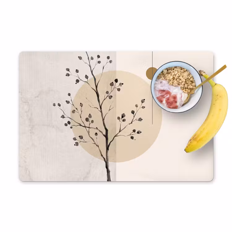 Placemat - 6 pieces - Plant - Abstract - Beige - Plant - Abstract - Beige Placemat vinyl groot