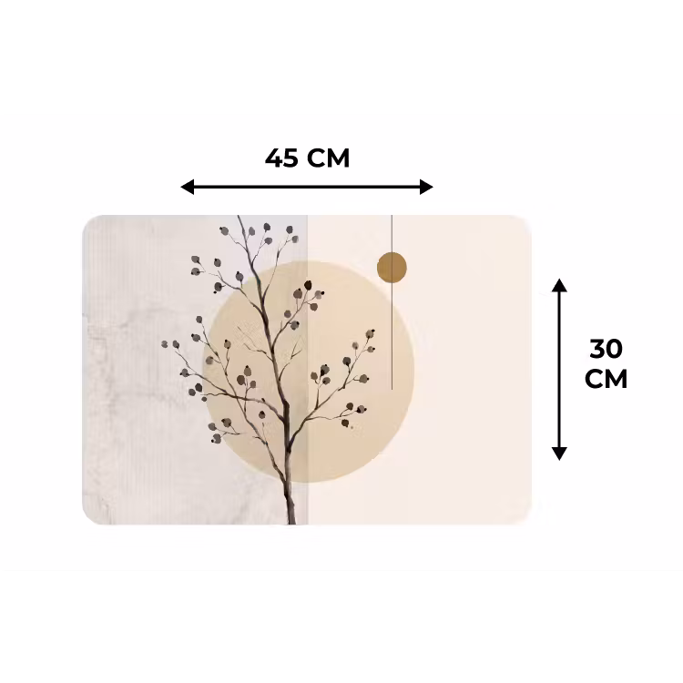 Placemat - 6 pieces - Plant - Abstract - Beige - Plant - Abstract - Beige Placemat vinyl groot