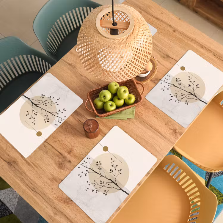 Placemat - 6 pieces - Plant - Abstract - Beige - Plant - Abstract - Beige Placemat vinyl groot
