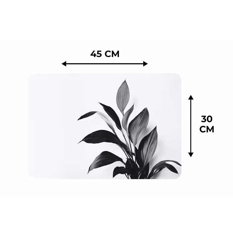 Plant - Bladeren - Minimalistisch - Zwart Placemat vinyl groot -specs