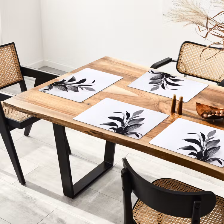 Plant - Bladeren - Minimalistisch - Zwart Placemat vinyl groot -zzsfeer4_Kitchenyeah-website
