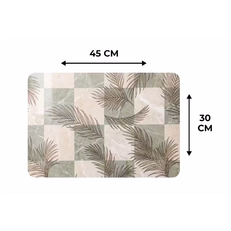 Planten - Bladeren - Marmer - Modern - Groen Placemat vinyl groot -specs