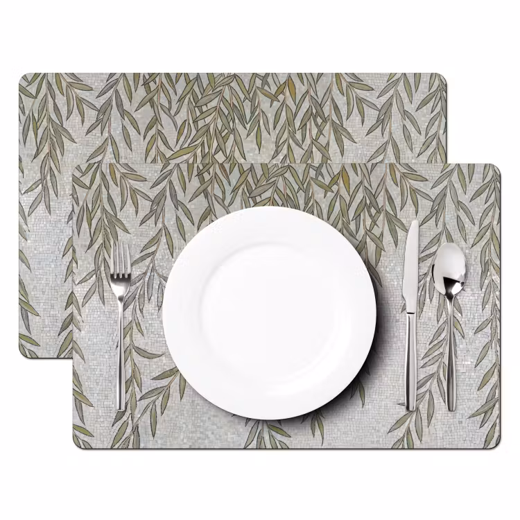 Planten - Mozaïek - Patroon - Groen - Blauw Placemat vinyl groot -zzsfeer2_Kitchenyeah-website