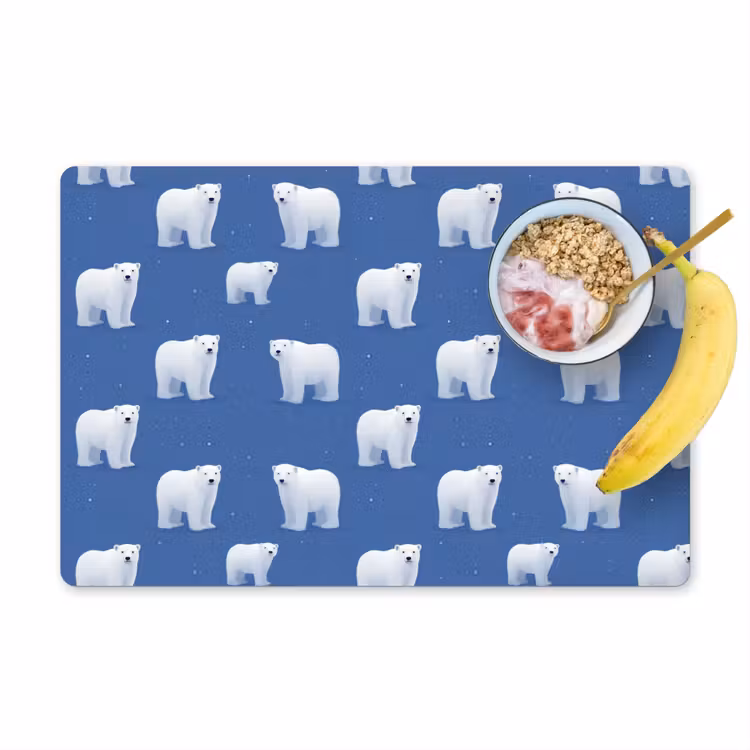 IJsbeer - Patroon - Blauw Placemat vinyl groot 368 -zzzproduct_Kitchenyeah-website