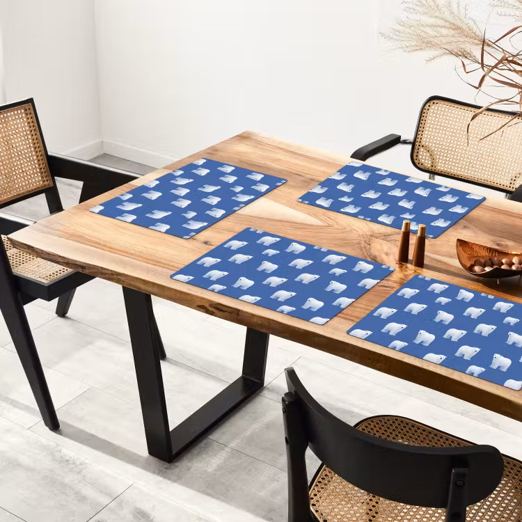 IJsbeer - Patroon - Blauw Placemat vinyl groot 368 -zzsfeer4_Kitchenyeah-website