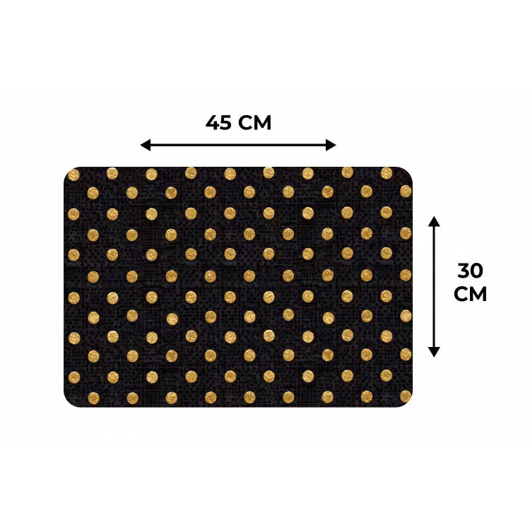 Polka Dot - Stippen - Goud - Zwart Placemat vinyl groot 368 -specs