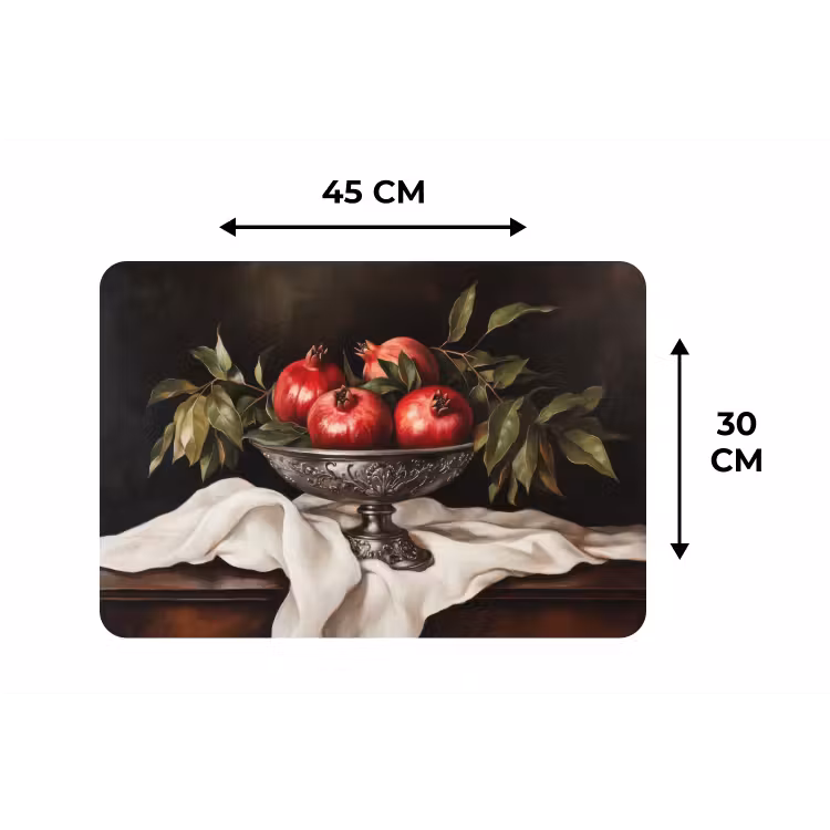 Granaatappels - Klassiek - Vintage Placemat vinyl groot -specs