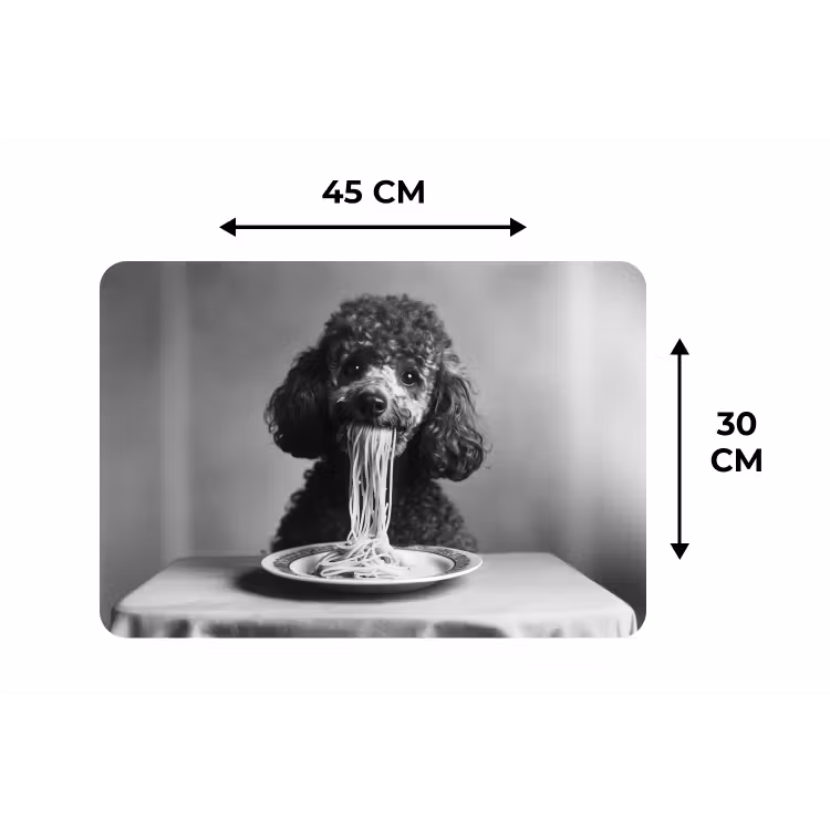 Poedel - Hond - Zwart - Wit - Schattig - Pasta Placemat vinyl groot -specs