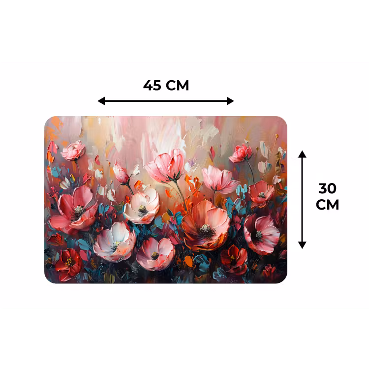 Klaprozen - Roze - Bloemen - Botanisch - Kunst Placemat vinyl groot -specs