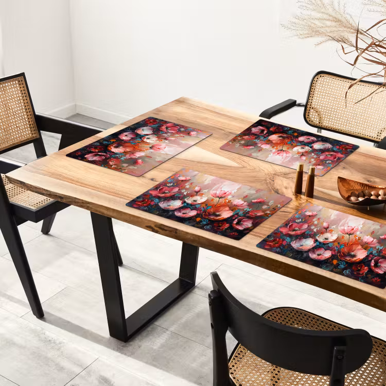 Klaprozen - Roze - Bloemen - Botanisch - Kunst Placemat vinyl groot -zzsfeer4_Kitchenyeah-website