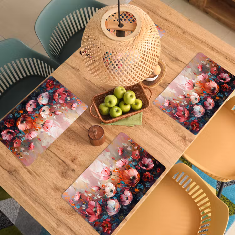 Klaprozen - Roze - Bloemen - Botanisch - Kunst Placemat vinyl groot -zzsfeer5_Kitchenyeah-website