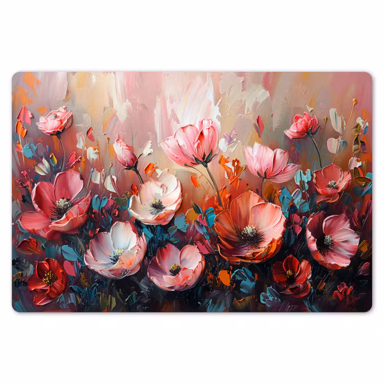 Klaprozen - Roze - Bloemen - Botanisch - Kunst Placemat vinyl groot -zzsfeer1_Kitchenyeah-website