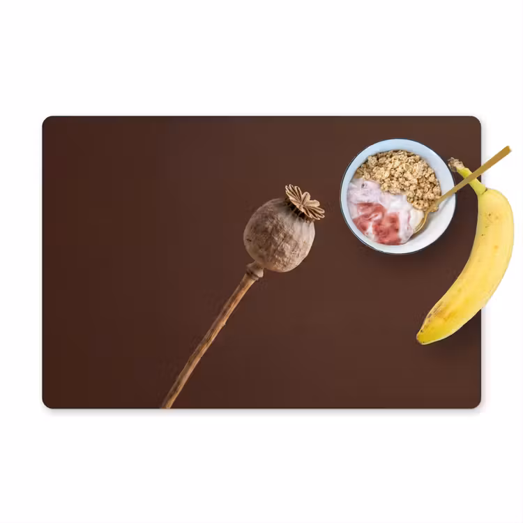Papaverbol - Droogbloem - Bruin - Minimalistisch Placemat vinyl groot -zzzproduct_Kitchenyeah-website
