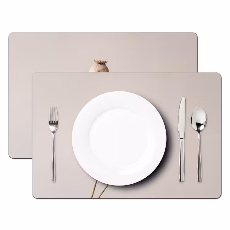 Papaverbollen - Droogbloemen - Minimalistisch - Beige - Rustig Placemat vinyl groot -zzsfeer2_Kitchenyeah-website