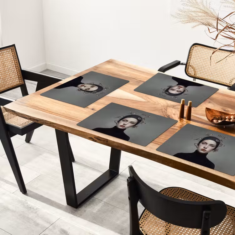 Portret - Vogels - Zwart Placemat vinyl groot -zzsfeer4_Kitchenyeah-website