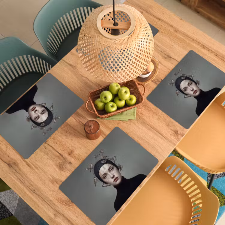 Portret - Vogels - Zwart Placemat vinyl groot -zzsfeer5_Kitchenyeah-website