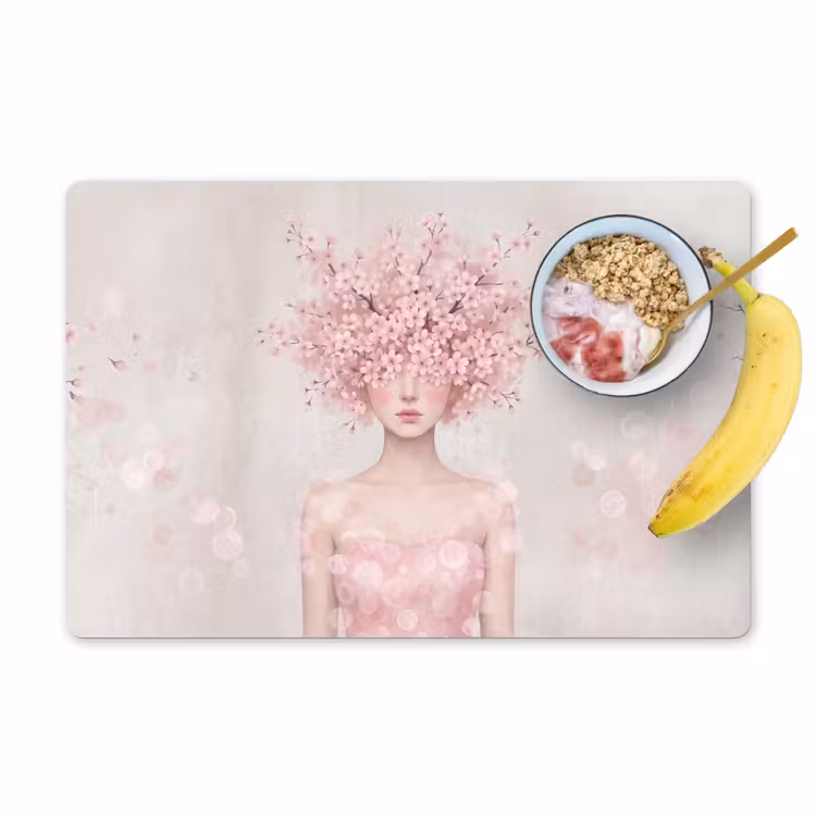Portret - Kersenbloesem - Roze Placemat vinyl groot -zzzproduct_Kitchenyeah-website