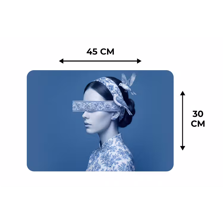 Portret - Klassiek - Wit - Blauw Placemat vinyl groot -specs