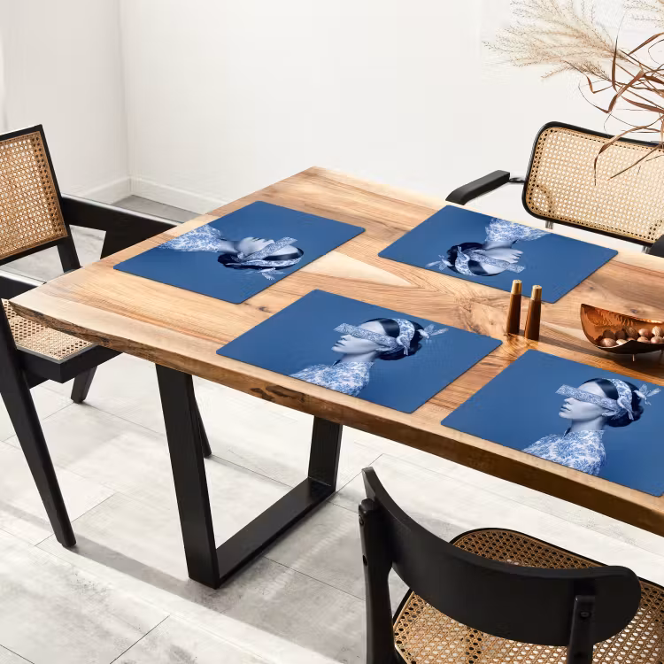 Portret - Klassiek - Wit - Blauw Placemat vinyl groot -zzsfeer4_Kitchenyeah-website