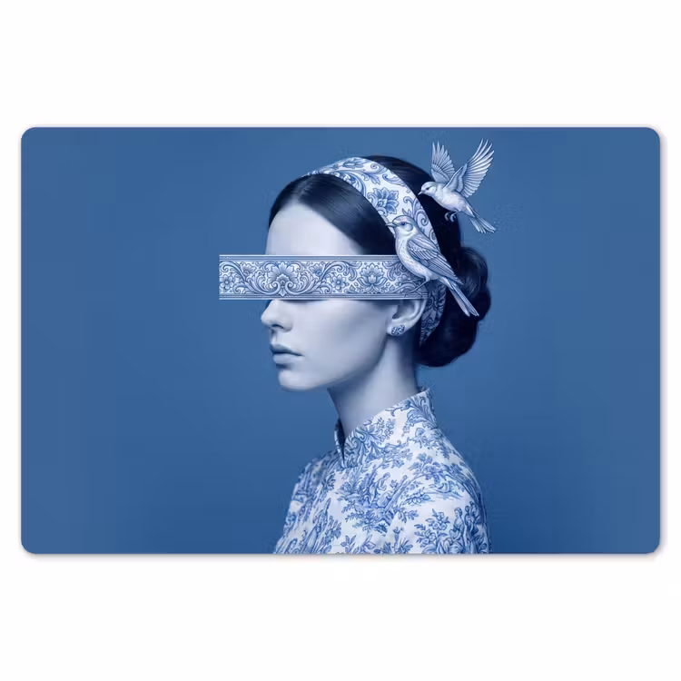 Portret - Klassiek - Wit - Blauw Placemat vinyl groot -zzsfeer1_Kitchenyeah-website