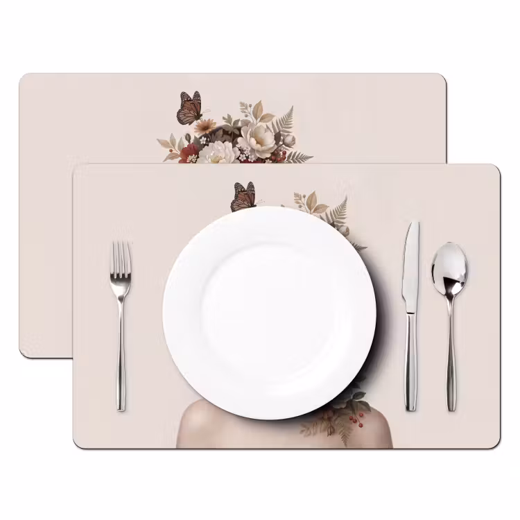 Portret - Bloemen - Cremé Placemat vinyl groot -zzsfeer2_Kitchenyeah-website