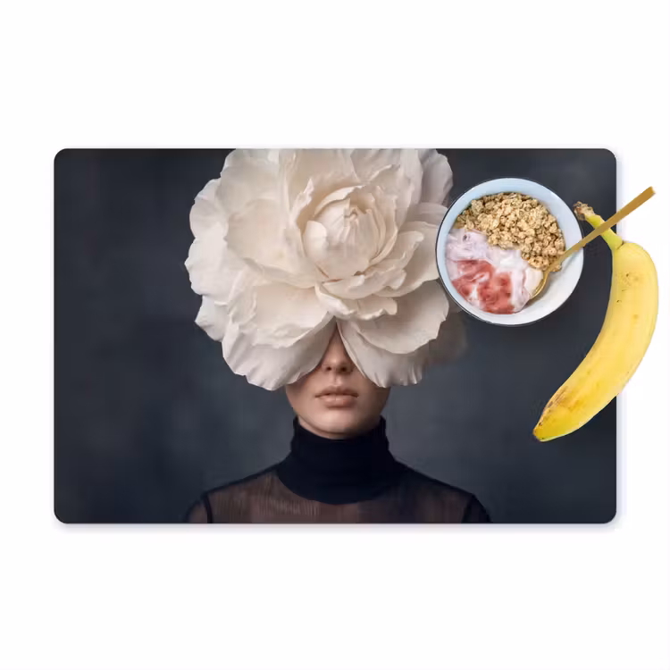 Portret - Mysterieus - Wit Placemat vinyl groot -zzzproduct_Kitchenyeah-website
